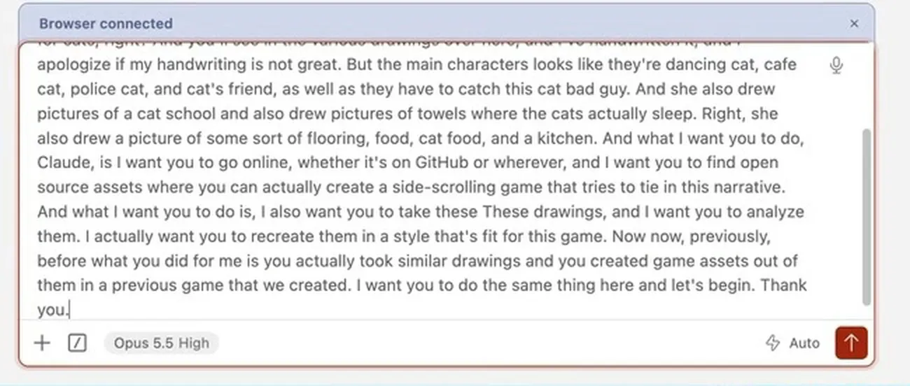 A spoken prompt dictated with FluidVoice sitting in the Claude Code chat box