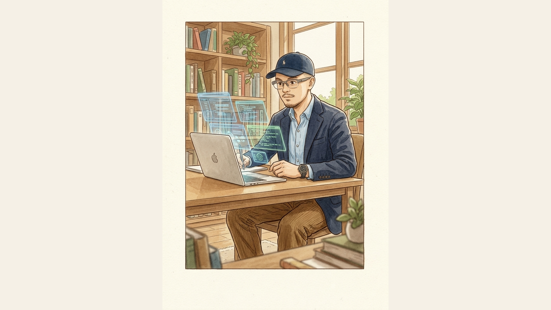 Jay Vergara building with AI tools on a laptop in his home office